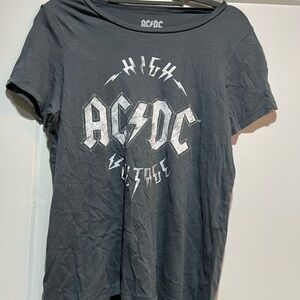 AC/DC Gray T‑Shirt with White Logo Neck Print